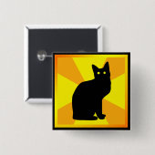 黒猫の目白熱［赤熱］光を放つつき –  缶バッジ (正面&裏面)