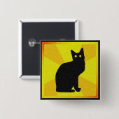 黒猫の目白熱［赤熱］光を放つつき –  缶バッジ (正面&裏面)