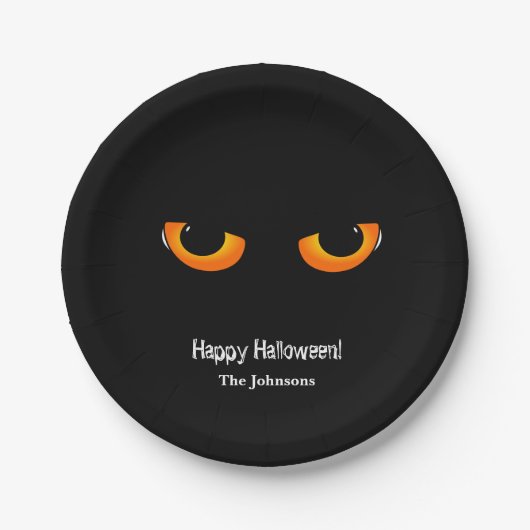 黒猫の目 ハロウィンパーティー紙皿 ペーパープレート (正面)
