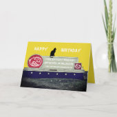 黒猫の着席のカスタムな誕生日の掲示板 カード (正面)