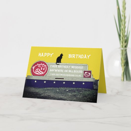 黒猫の着席のカスタムな誕生日の掲示板 カード (正面)