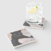 黒猫の石のコースター ストーンコースター (横)