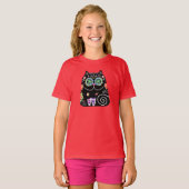 黒猫の砂糖のスカル Tシャツ (正面フル)
