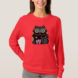 黒猫の砂糖のスカル Tシャツ