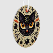 黒猫の神秘的なアートワーク オーナメント (正面)