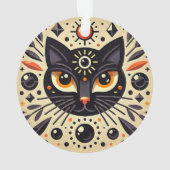 黒猫の神秘的なアートワーク オーナメント (裏面)