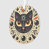 黒猫の神秘的なアートワーク オーナメント (正面)