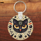 黒猫の神秘的なアートワーク キーホルダー (裏面)