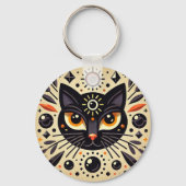 黒猫の神秘的なアートワーク キーホルダー (裏面)