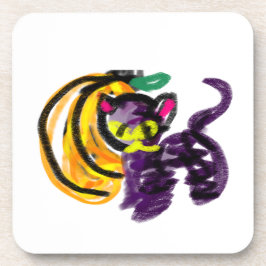 黒猫の秋かわいい コースター