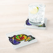 黒猫の秋の待ち ガラスコースター (アングル)