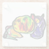 黒猫の秋の待ち ガラスコースター (裏面)