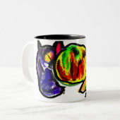 黒猫の秋の待ち ツートーンマグカップ (正面左)