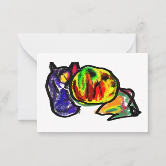 黒猫の秋の待ち ノートカード (正面)