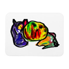 黒猫の秋の待ち マグネット