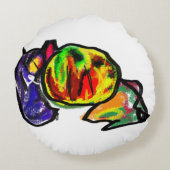 黒猫の秋の待ち ラウンドクッション (裏面)