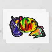 黒猫の秋の待ち 招待状 (正面/裏面)