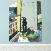 黒猫の窓付きテーブル キャンバスプリント (インサイチュ (ウッドフロア))