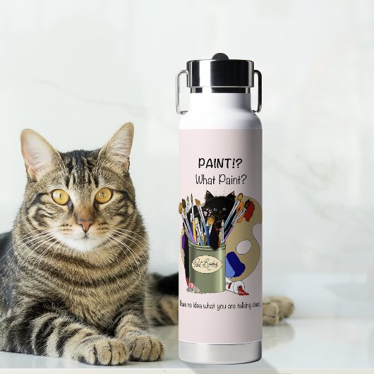 黒猫の絵筆入れ 芸術 猫 ピンク ウォーターボトル