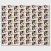 黒猫の絵筆入れ 芸術 猫 ピンク ラッピングペーパー (フラット)