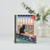黒猫の絵葉書 ポストカード (スタンド正面)
