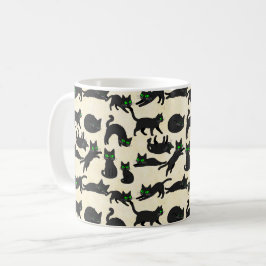 黒猫の緑の目 あったかクリーム色の子猫たち コーヒーマグカップ
