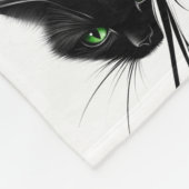 黒猫の緑の目 モダンデザイン 猫好き フリースブランケット (角)