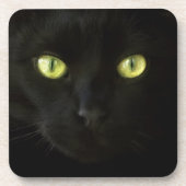 黒猫の緑の瞳のコースター コースター (正面)