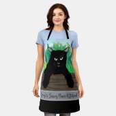 黒猫の緑の草、グレーバンド、中 エプロン (着用した状態)