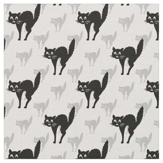 黒猫の繰り返しパターンデザイン ファブリック (クローズアップ)