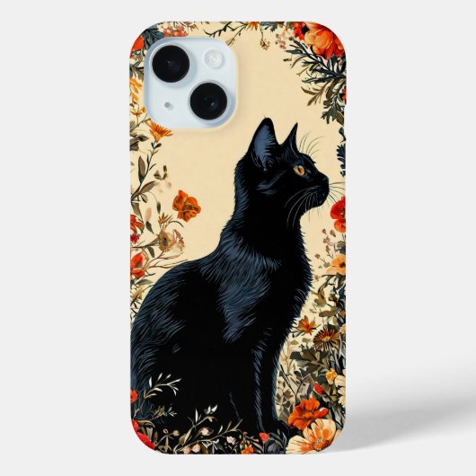 黒猫の美学 ミニマル 猫好き ギフト Case-Mate iPhoneケース (裏面)