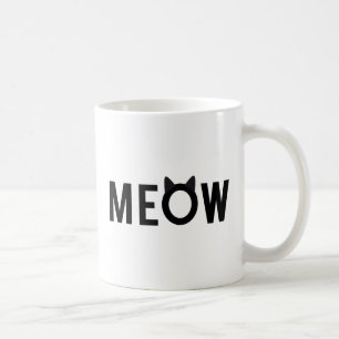 黒猫の耳と文字デザインな猫の鳴き声 コーヒーマグカップ