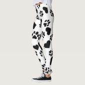黒猫の肉球プリントとハート柄レギンス レギンス (左)