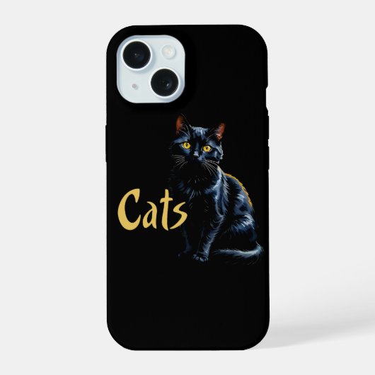  黒猫の肖像画 iPhone 15ケース (裏面)