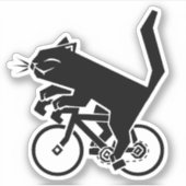 黒猫の自転車カスタムカットのビニール貼り シール (正面)