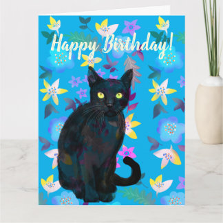黒猫の花のカード カード