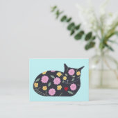 黒猫の花の植物の猫はバ食べス。カード 名刺 (スタンド正面)