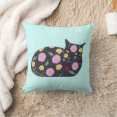 黒猫の花の植物猫は枕を食べることができます クッション (ブランケット)