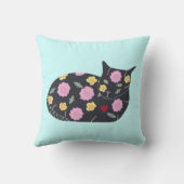 黒猫の花の植物猫は枕を食べることができます クッション (裏面)