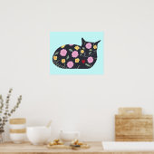 黒猫の花を植える猫はポスターを貼食べる ポスター (キッチン)