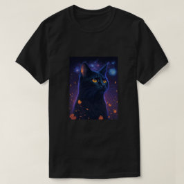 黒猫の花火 Tシャツ