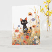 黒猫の花畑リトリート カード (黄色い花)