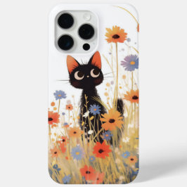 黒猫の花畑リトリート iPhone 15 PRO MAXケース