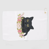 黒猫の花 ゴルフタオル (横)