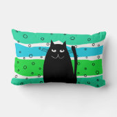 黒猫の芸術の枕"猫お母さん" ランバークッション (裏面)