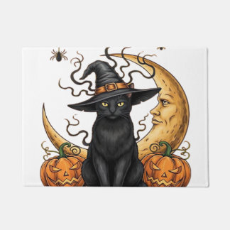 黒猫の薬局 〜ハロウィン 魔女 月とカボチャ ドアマット