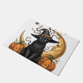 黒猫の薬局 〜ハロウィン 魔女 月とカボチャ ドアマット (アングル)