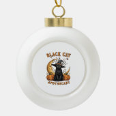 黒猫の薬局 – ハロウィーン魔性ムーン&プム セラミックボールオーナメント (正面)