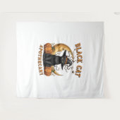 黒猫の薬局 – ハロウィーン魔性ムーン&プム タペストリー (正面(横))