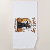 黒猫の薬局 – ハロウィーン魔性ムーン&プム ビーチタオル (正面)